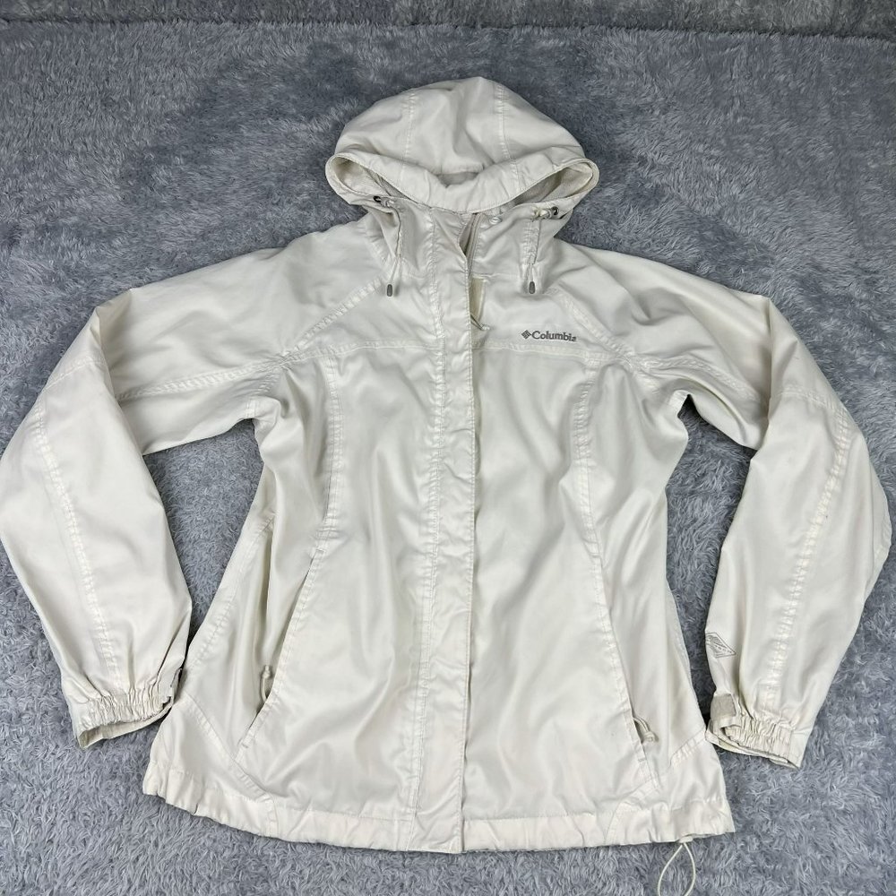 Womens Columbia White Light Weight Jacket with Pockets Size M